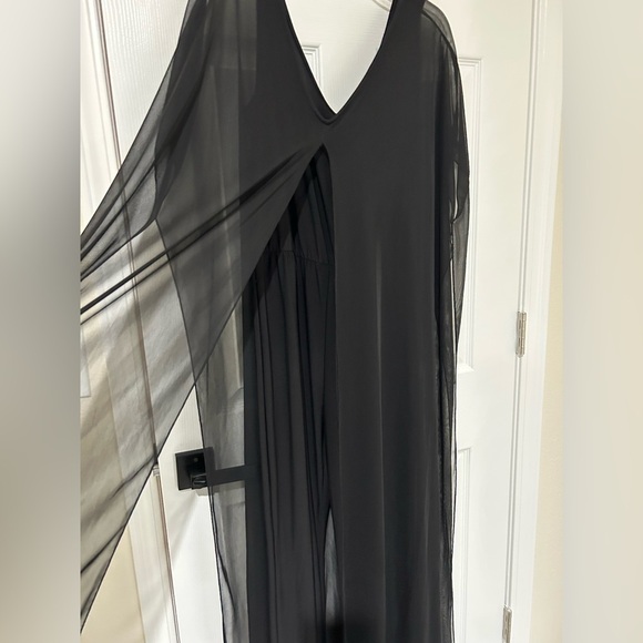 New Studio Ey Fluid black sheer overlay pantsuit Jumpsuit sz medium - Picture 4 of 8